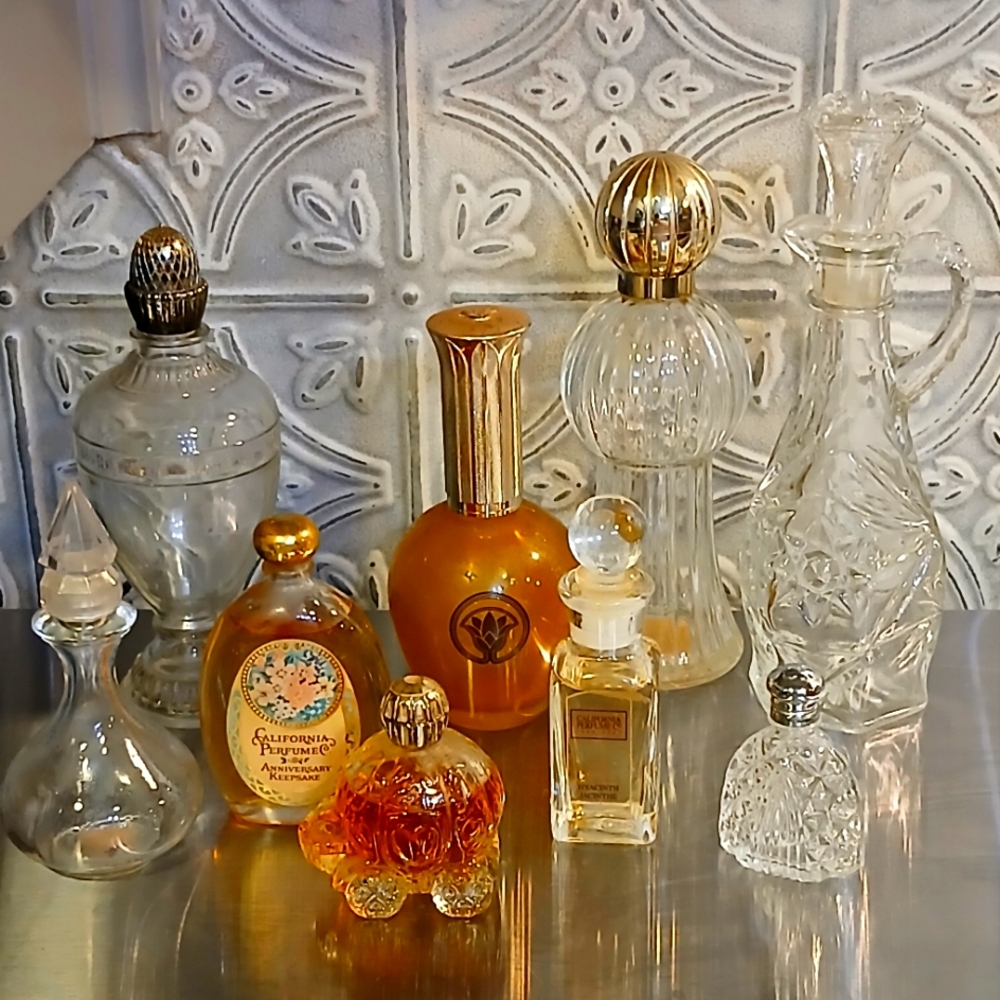 70s Avon Elegant Glass Perfume 9 Bottle Collection